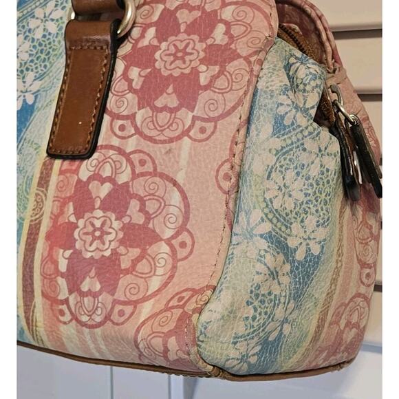 Y2K FOSSIL Rainbow Floral Paisley Shoulder Bag Womens Boho Coronado Vtg Purse - Picture 3 of 10